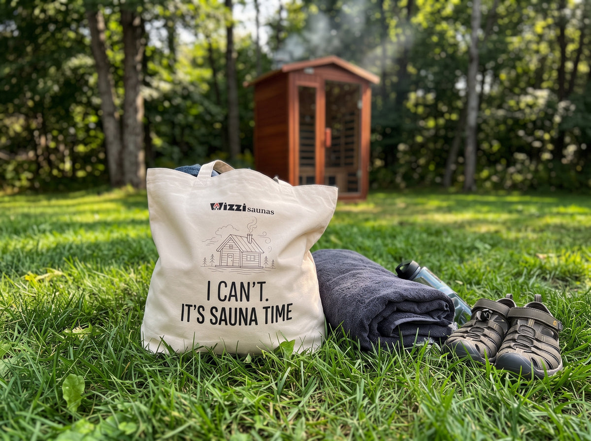 Wizzisaunas "I Can't. It's Sauna Time" Organic Cotton Tote Bag