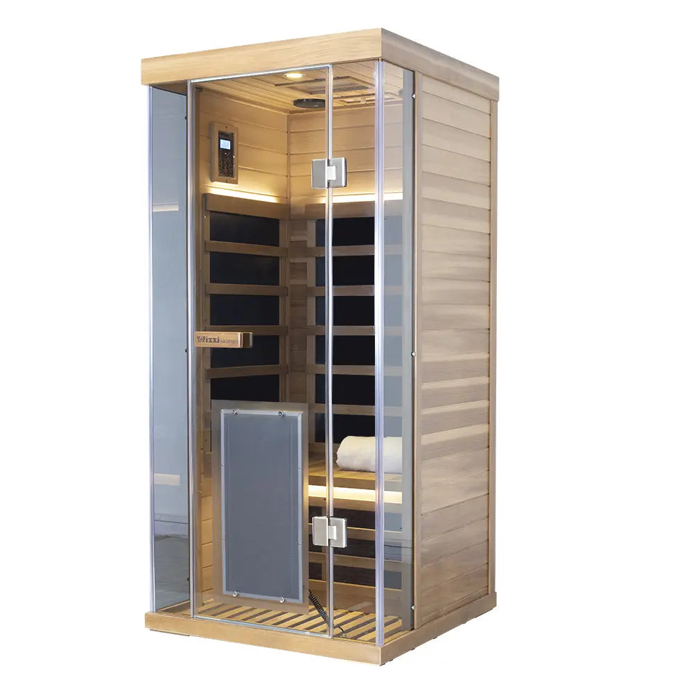Wizzisaunas SR01 1 Person Red Cedar Full Spectrum Infrared Sauna Low EMF image 0