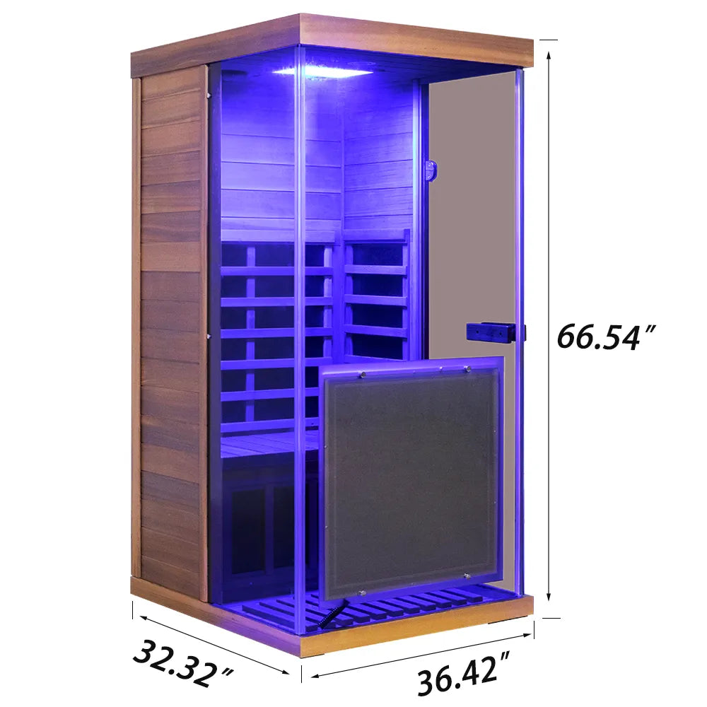 Wizzisaunas 909MRX Full Spectrum Infrared Sauna 1 Person | Red Cedar Low EMF image 1