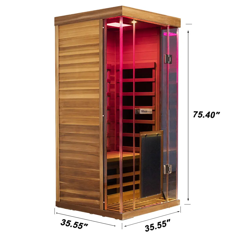 Wizzisaunas SR01 1 Person Red Cedar Full Spectrum Infrared Sauna Low EMF image 1