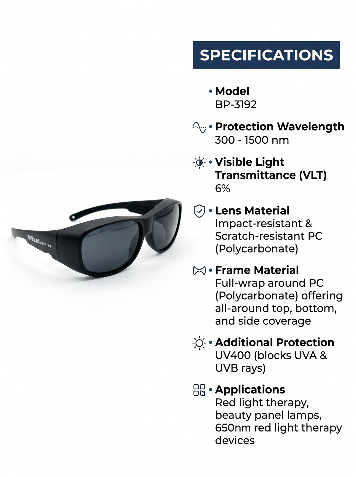 Wizzi Saunas Wraparound Red Light Therapy Glasses