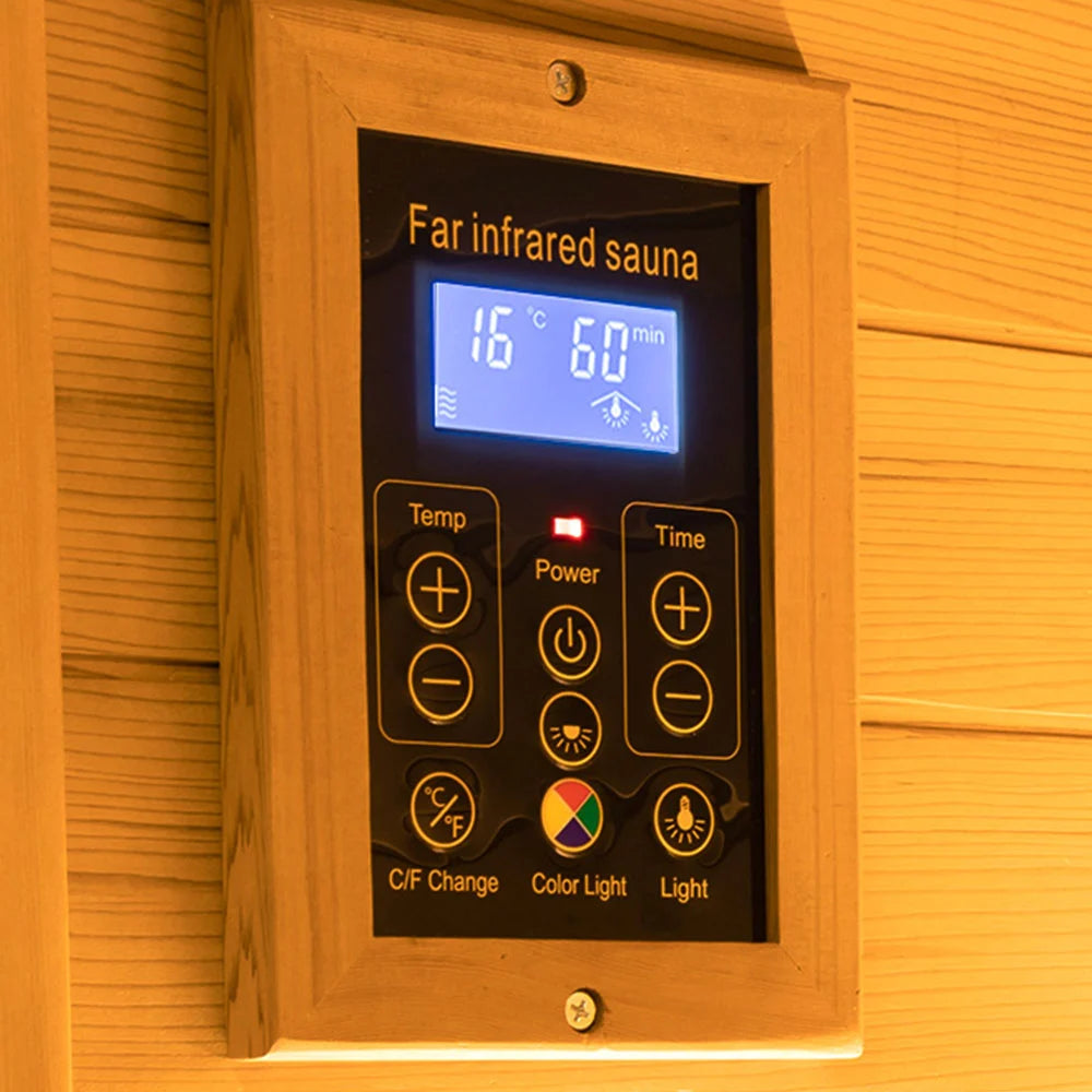 Wizzisaunas 909MR Mini 1 Person Far Infrared Sauna Red Cedar | Left Door 3 Sides Full Screen Glass Low EMF image 10