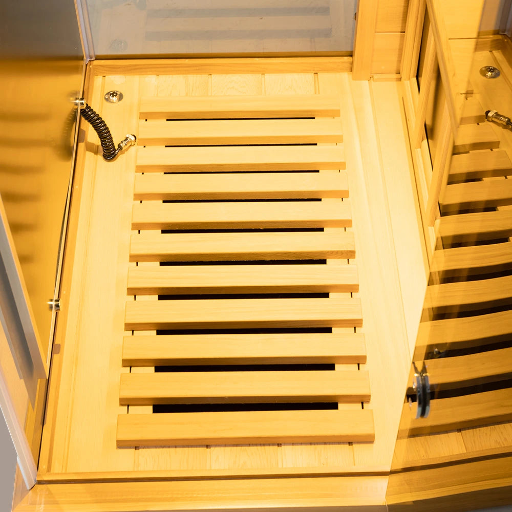 Wizzisaunas 909MR Mini 1 Person Far Infrared Sauna Red Cedar | Left Door 3 Sides Full Screen Glass Low EMF image 5